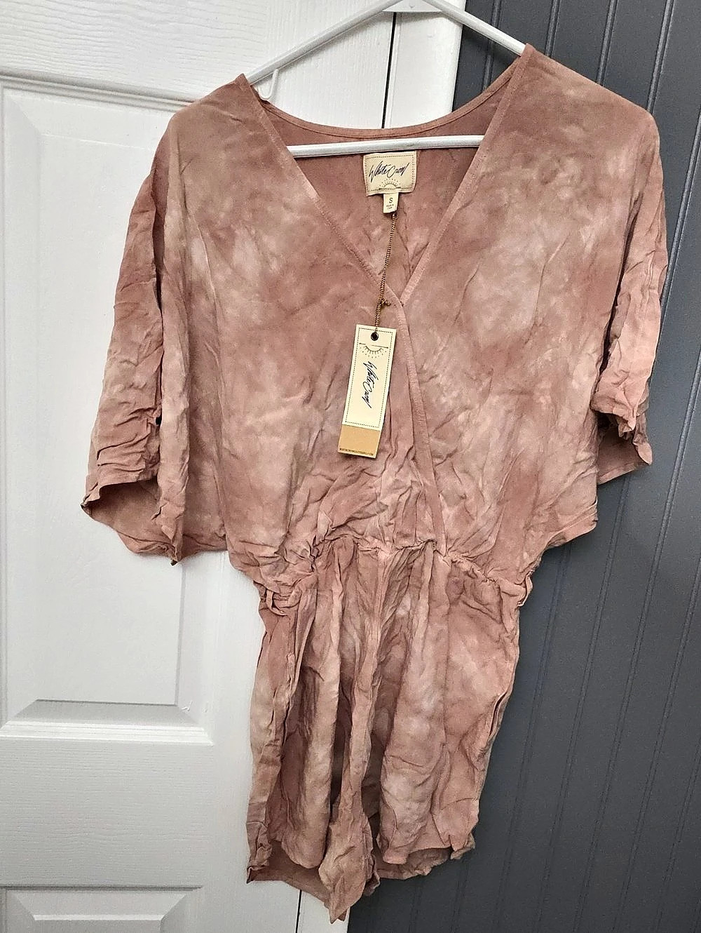 White Crow Tie-Dye Romper in Pink NWT